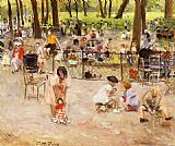 Paris Canvas Paintings - Le Parc Monceau A Paris